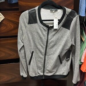NWT 41 Hawthorn Zip Up Sweater with PU trim